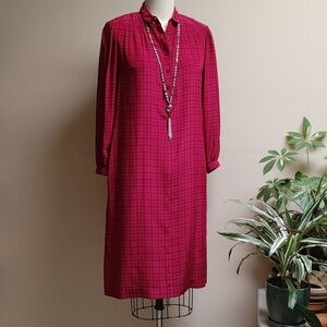 VTG Miss Bergdorf Burgundy and Pink Silk Shift Size S